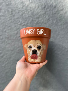 Hand Painted 5" Pot with Personalized Pet Portrait - by Francesca