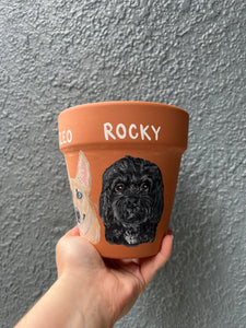 Hand Painted 5" Pot with Personalized Pet Portrait - by Francesca